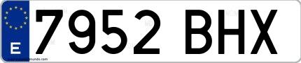 Ejemplo de matrícula española 7952 BHX