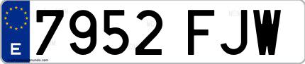 Ejemplo de matrícula española 7952 FJW