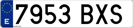 Ejemplo de matrícula española 7953 BXS