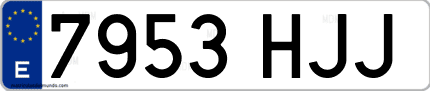Ejemplo de matrícula de coche ordinaria 7953 HJJ