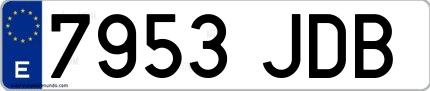 Ejemplo de matrícula española 7953 JDB