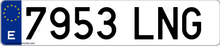 Ejemplo de matrícula de coche ordinaria 7953 LNG