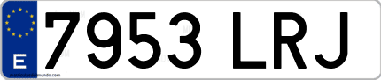 Ejemplo de matrícula de coche ordinaria 7953 LRJ