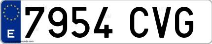 Ejemplo de matrícula española 7954 CVG