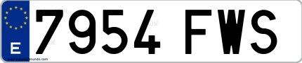 Ejemplo de matrícula española 7954 FWS