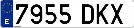 Ejemplo de matrícula española 7955 DKX