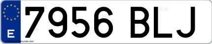 Ejemplo de matrícula española 7956 BLJ