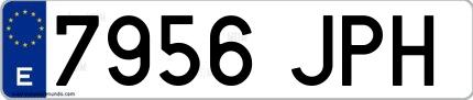 Ejemplo de matrícula española 7956 JPH