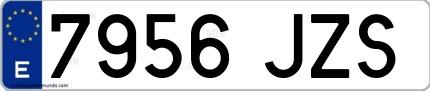 Ejemplo de matrícula española 7956 JZS