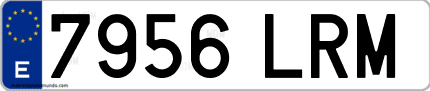 Ejemplo de matrícula de coche ordinaria 7956 LRM