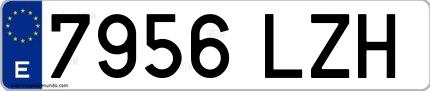Ejemplo de matrícula española 7956 LZH