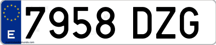 Ejemplo de matrícula de coche ordinaria 7958 DZG