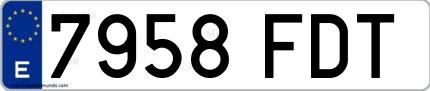 Ejemplo de matrícula española 7958 FDT