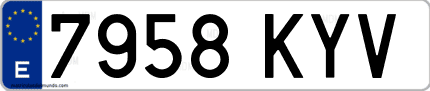 Ejemplo de matrícula de coche ordinaria 7958 KYV