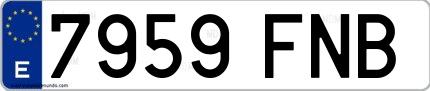 Ejemplo de matrícula española 7959 FNB