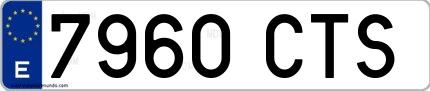Ejemplo de matrícula española 7960 CTS