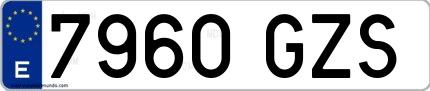 Ejemplo de matrícula española 7960 GZS