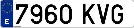 Ejemplo de matrícula española 7960 KVG