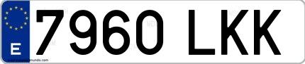 Ejemplo de matrícula española 7960 LKK