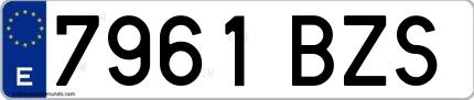 Ejemplo de matrícula española 7961 BZS