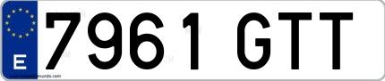 Ejemplo de matrícula española 7961 GTT