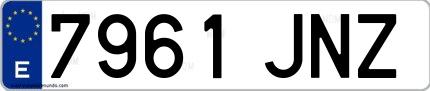 Ejemplo de matrícula de coche ordinaria 7961 JNZ