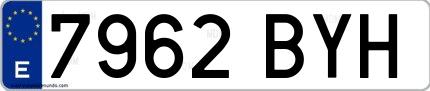 Ejemplo de matrícula española 7962 BYH