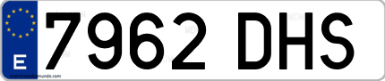Ejemplo de matrícula de coche ordinaria 7962 DHS