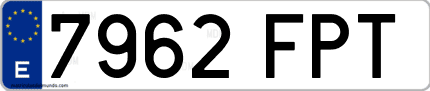 Ejemplo de matrícula de coche ordinaria 7962 FPT