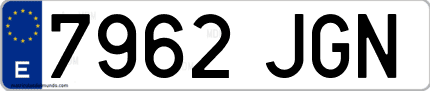 Ejemplo de matrícula de coche ordinaria 7962 JGN