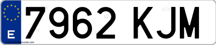 Ejemplo de matrícula de coche ordinaria 7962 KJM