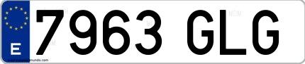 Ejemplo de matrícula española 7963 GLG