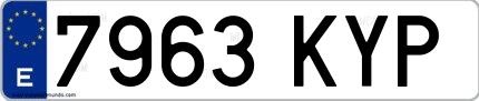 Ejemplo de matrícula española 7963 KYP