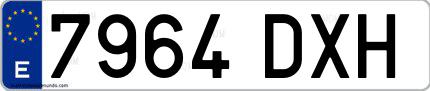 Ejemplo de matrícula española 7964 DXH