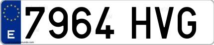 Ejemplo de matrícula española 7964 HVG