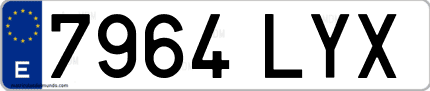 Ejemplo de matrícula de coche ordinaria 7964 LYX