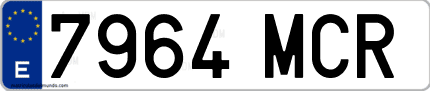 Ejemplo de matrícula de coche ordinaria 7964 MCR