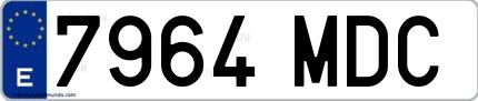 Ejemplo de matrícula de coche ordinaria 7964 MDC