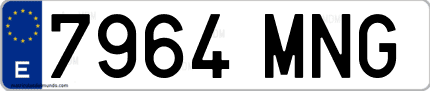 Ejemplo de matrícula de coche ordinaria 7964 MNG
