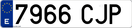 Ejemplo de matrícula de coche ordinaria 7966 CJP