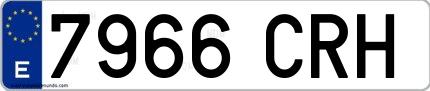 Ejemplo de matrícula de coche ordinaria 7966 CRH