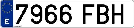 Ejemplo de matrícula española 7966 FBH