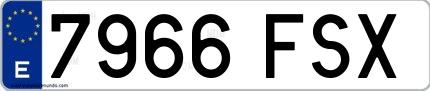 Ejemplo de matrícula española 7966 FSX