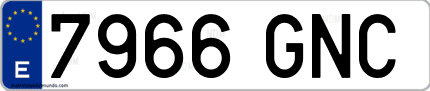 Ejemplo de matrícula de coche ordinaria 7966 GNC