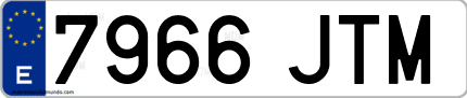 Ejemplo de matrícula de coche ordinaria 7966 JTM