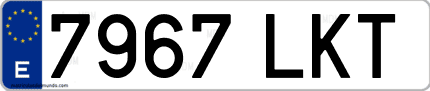Ejemplo de matrícula de coche ordinaria 7967 LKT
