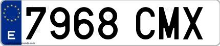 Ejemplo de matrícula española 7968 CMX