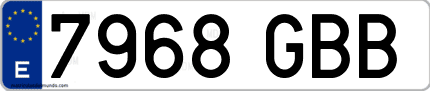 Ejemplo de matrícula de coche ordinaria 7968 GBB