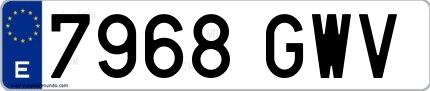 Ejemplo de matrícula española 7968 GWV