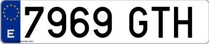 Ejemplo de matrícula española 7969 GTH